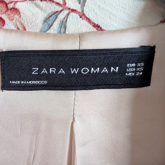 Zara Woman Floral & Blue jay print Blazer Size XS Spring Lightweight Feminine - Picture 2 of 16